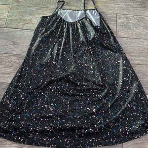 Black night gown dress with splashes of color, never worn, amazing condition.